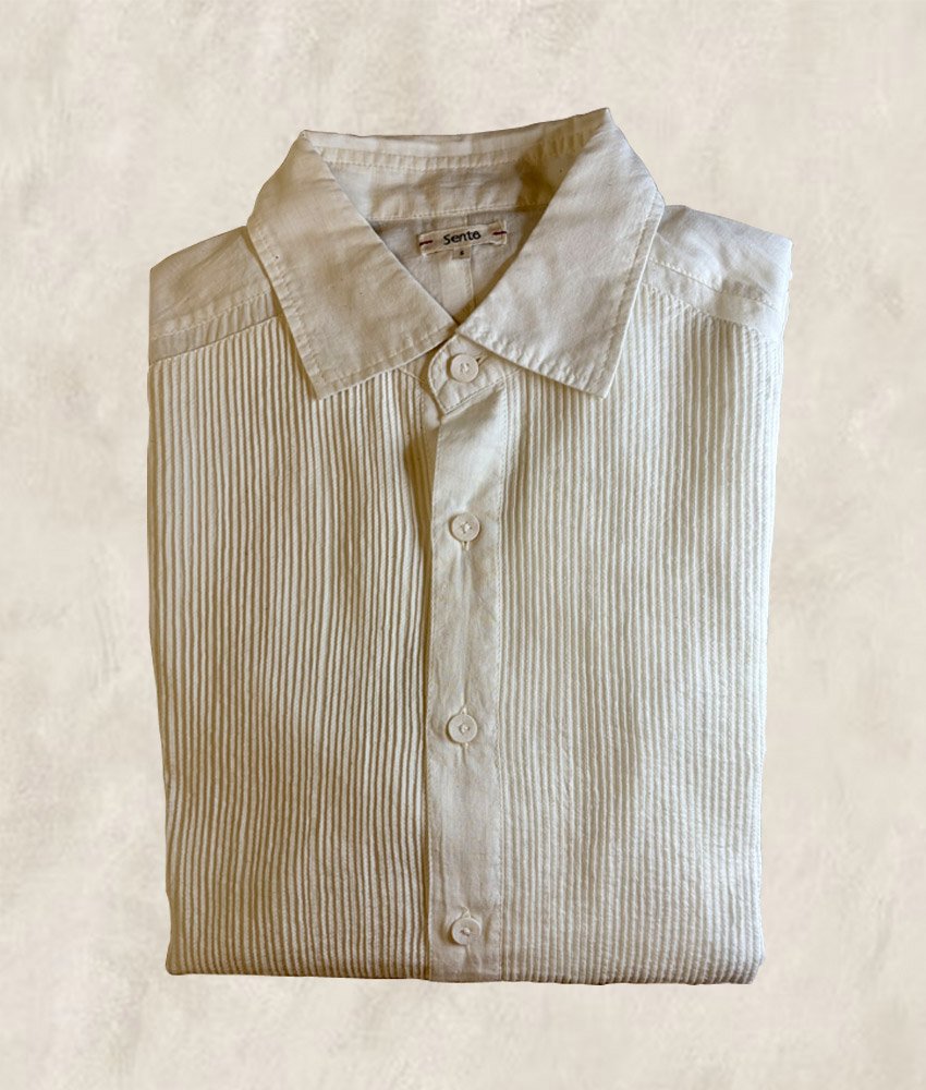 SHIRT PINTUCKS WHITE KHADI