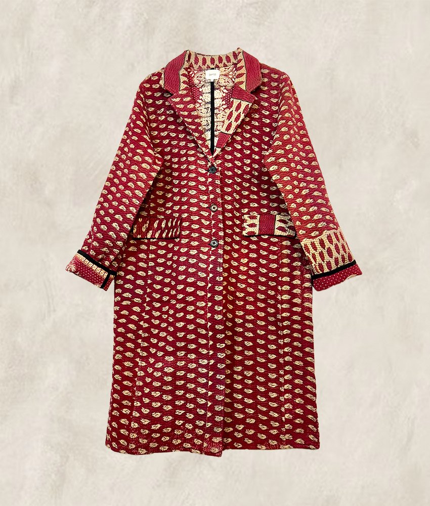 MANTEAU KANTHA  FRAMBOISE