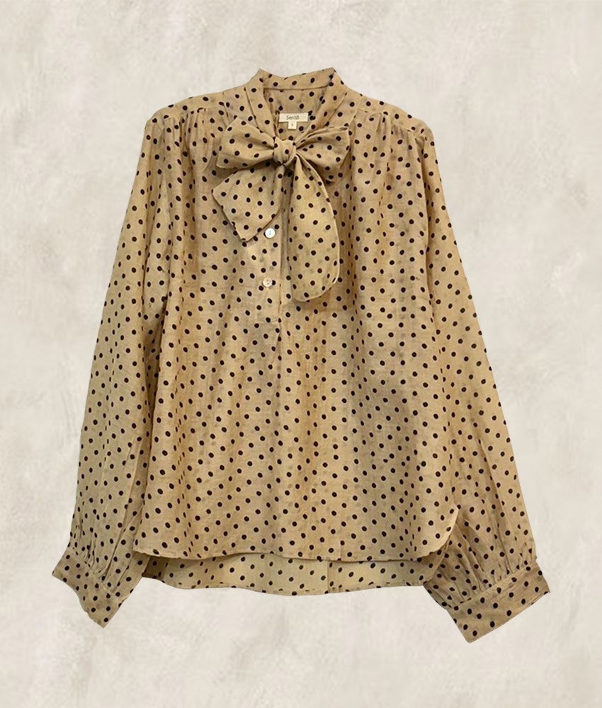 BLOUSE POIS COL FOULARD