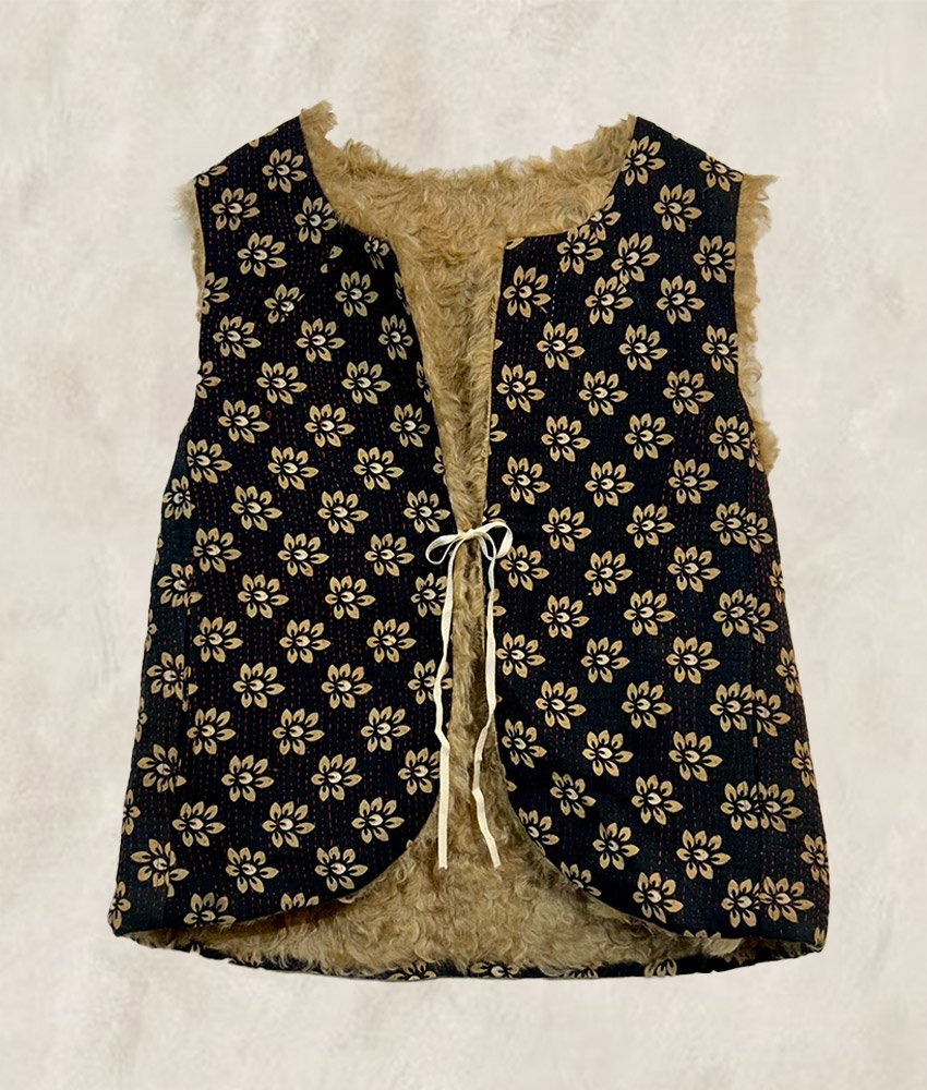 GILET KANTHA FOURRÉ NAVY