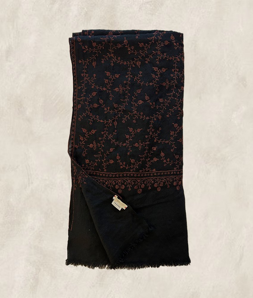 GRAND PASHMINA NOIR ET CHOCOLAT