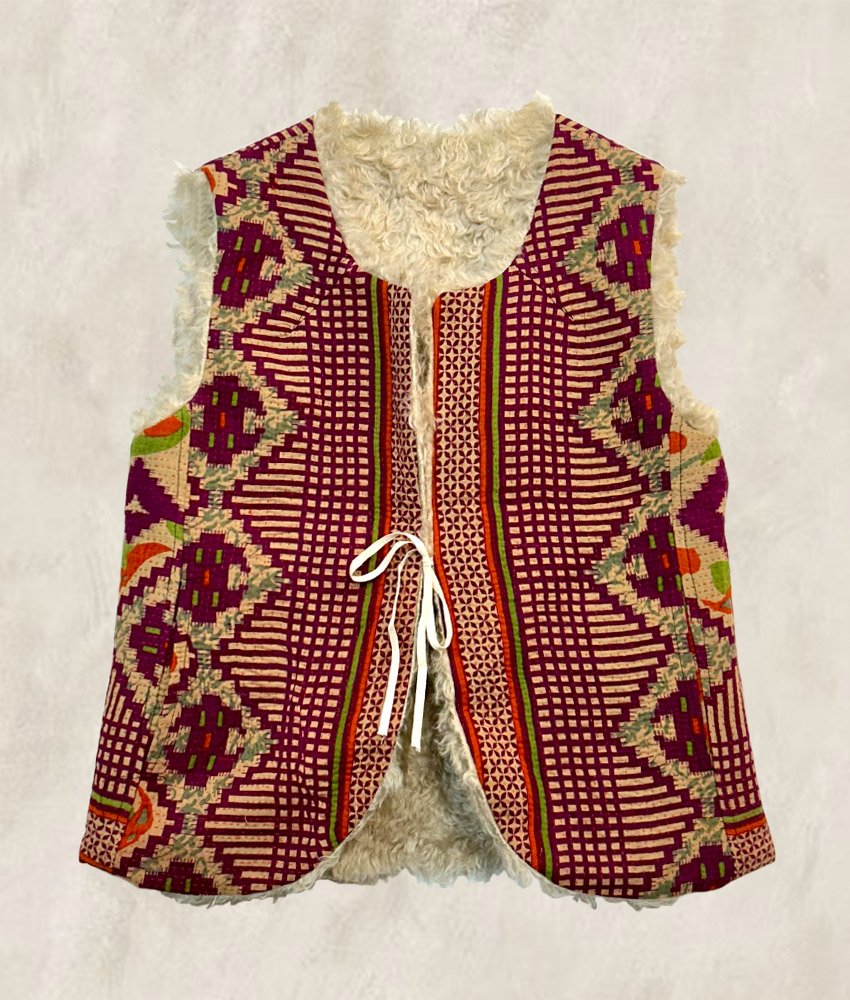 GILET KANTHA FOURRÉ  FOLK