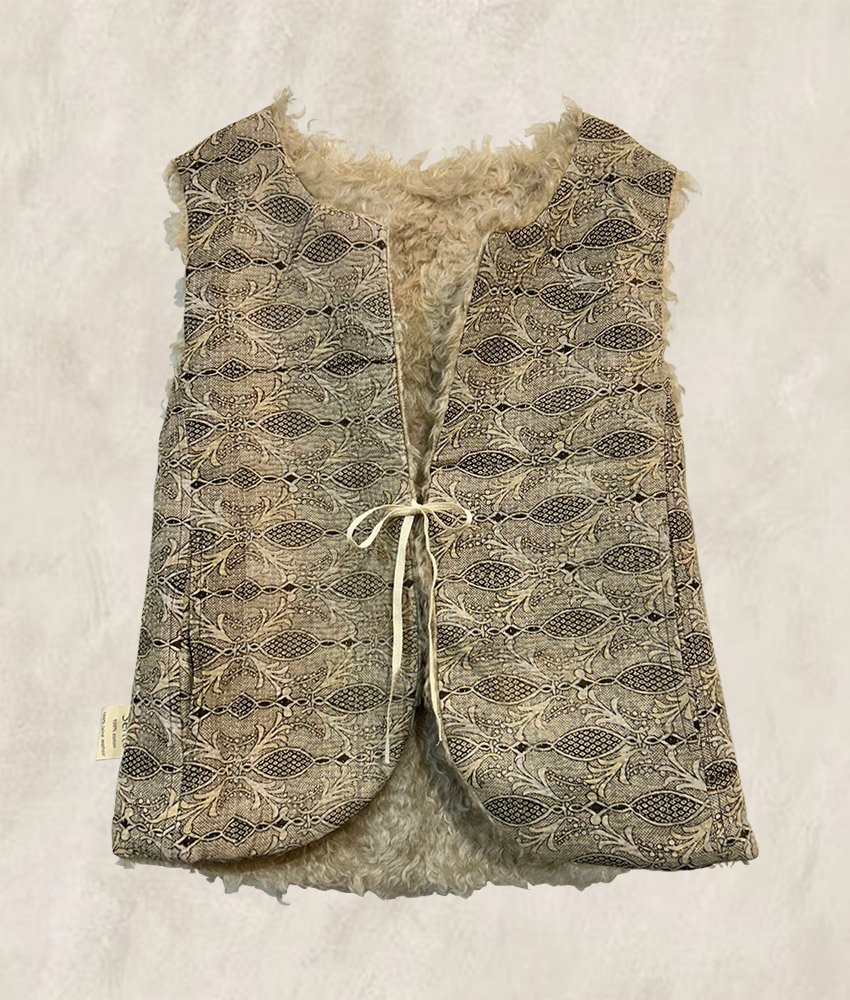 GILET KANTHA FOURRÉ GREIGE