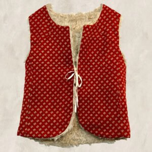 GILET KANTHA FOURRÉ  VERMILLON