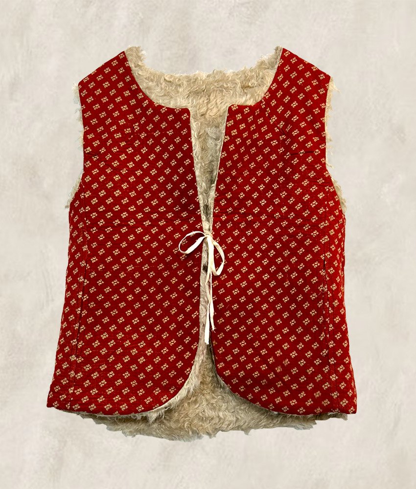 GILET KANTHA FOURRÉ  VERMILLON