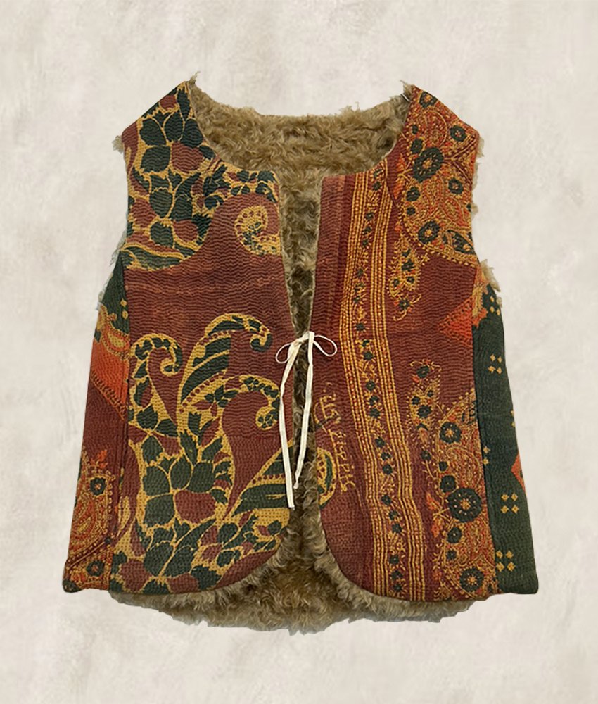 GILET KANTHA FOURRÉ MOGHOL LARGE