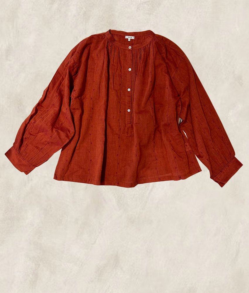 BLOUSE LARGE JAMDANI BRIQUE