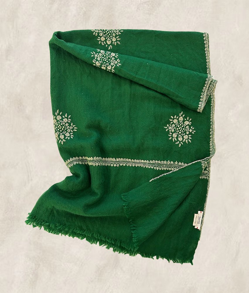 PASHMINA VERT BOTANIQUE