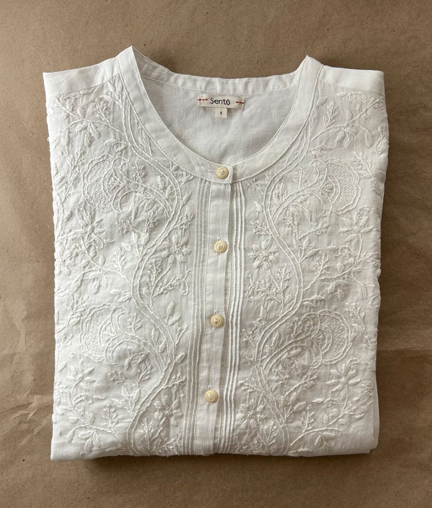 CHEMISE KHADI LUCKNOW BLANCHE
