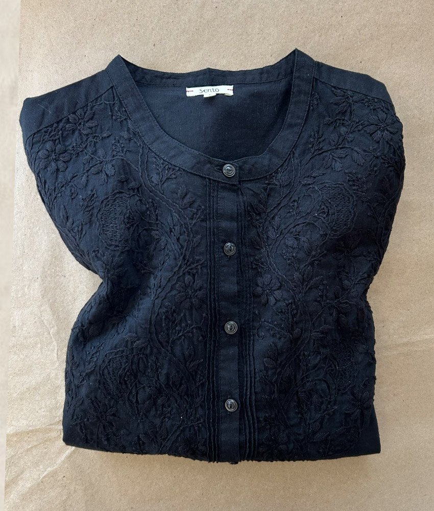 CHEMISE KHADI LUCKNOW NOIRE