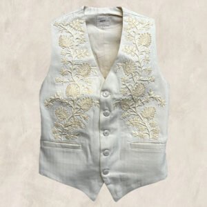 GILET BRODÉ BLANC CASSÉ