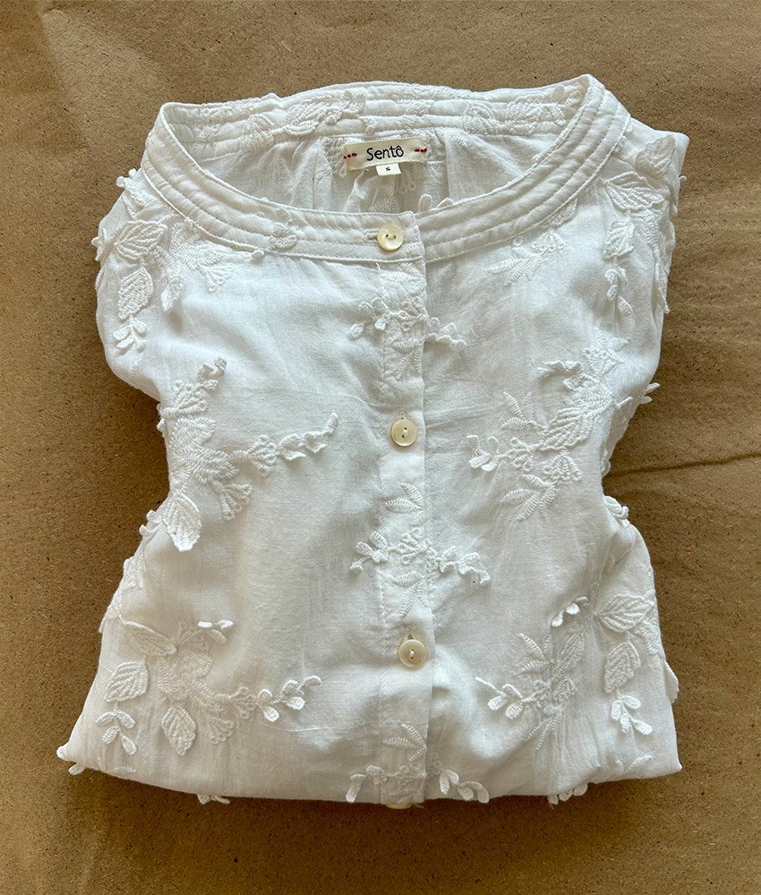 BLOUSE KHADI APPLIQUÉS BLANCHE