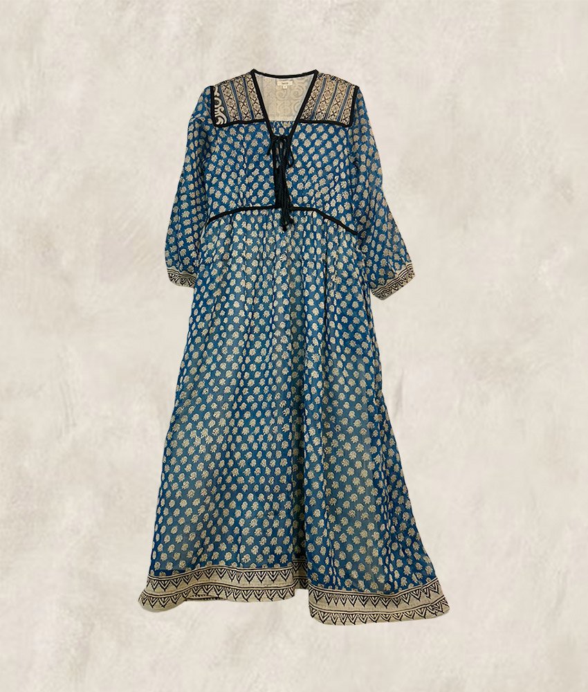 ROBE BLOCK PRINT AZUR