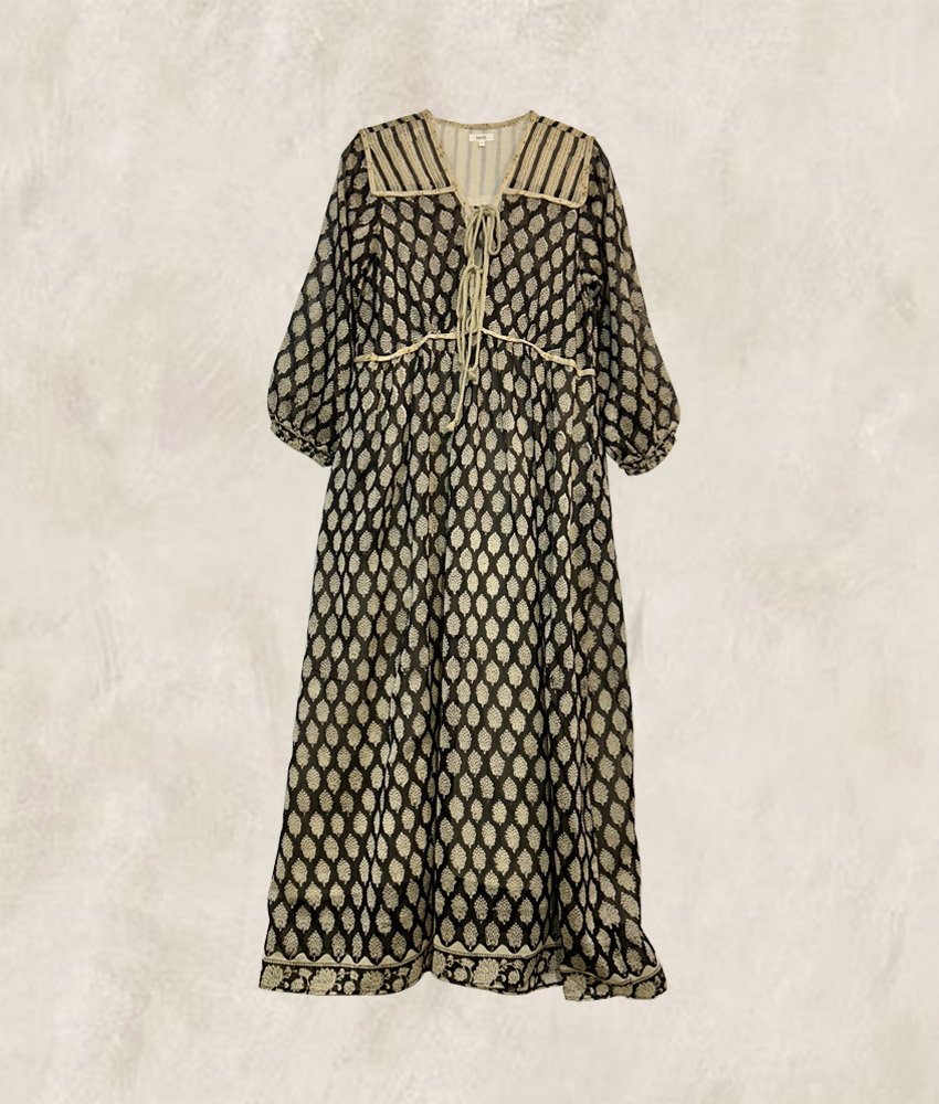 ROBE BLOCK PRINT NOIRE