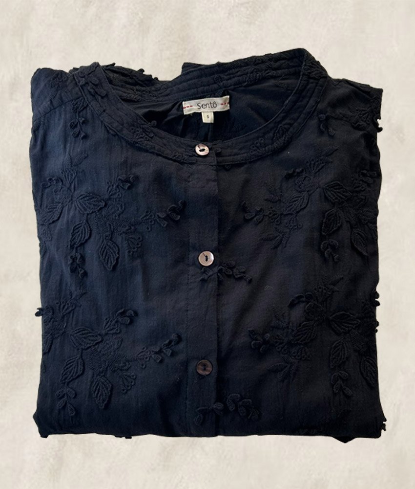BLOUSE KHADI APPLIQUÉS NOIRE
