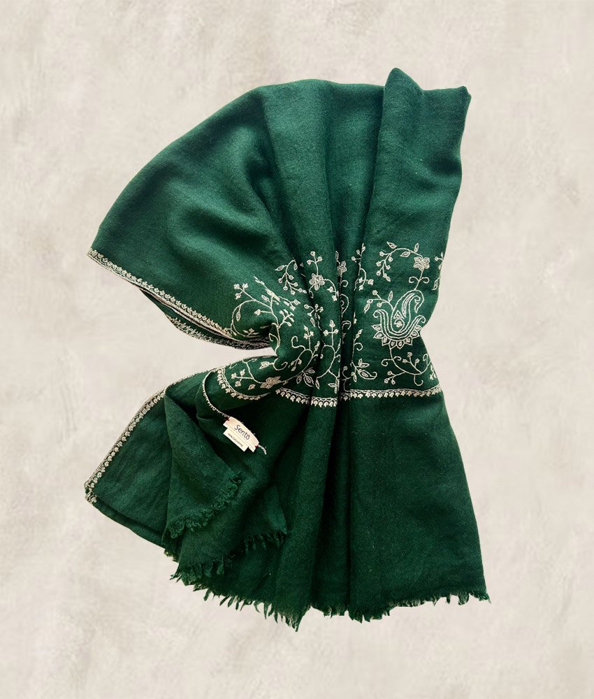 PASHMINA VERT BOTANIQUE