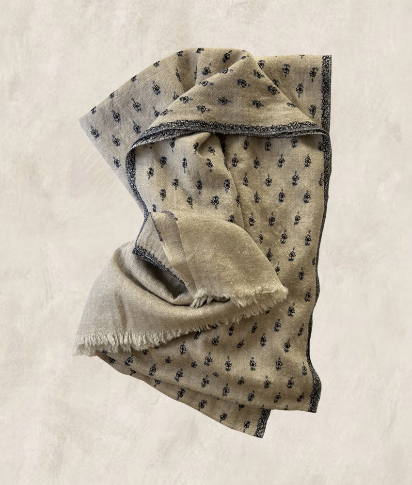 PASHMINA ZATI FLEURS BLEUES