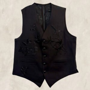 GILET OBI DAMASSÉ NOIR