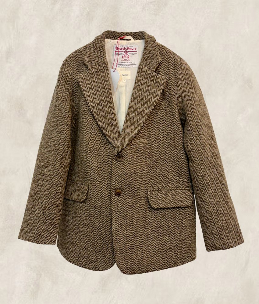 VESTON HARRIS TWEED  BEIGE CHEVRONS