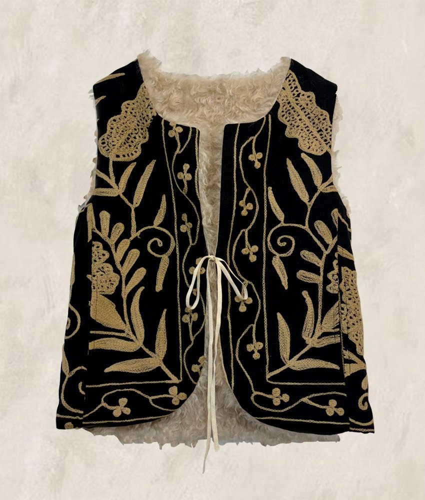 GILET BRODÉ PALMETTES